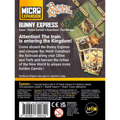 Bunny Kingdom Bunny Express Micro Expansion back cover showing contents and base game required information