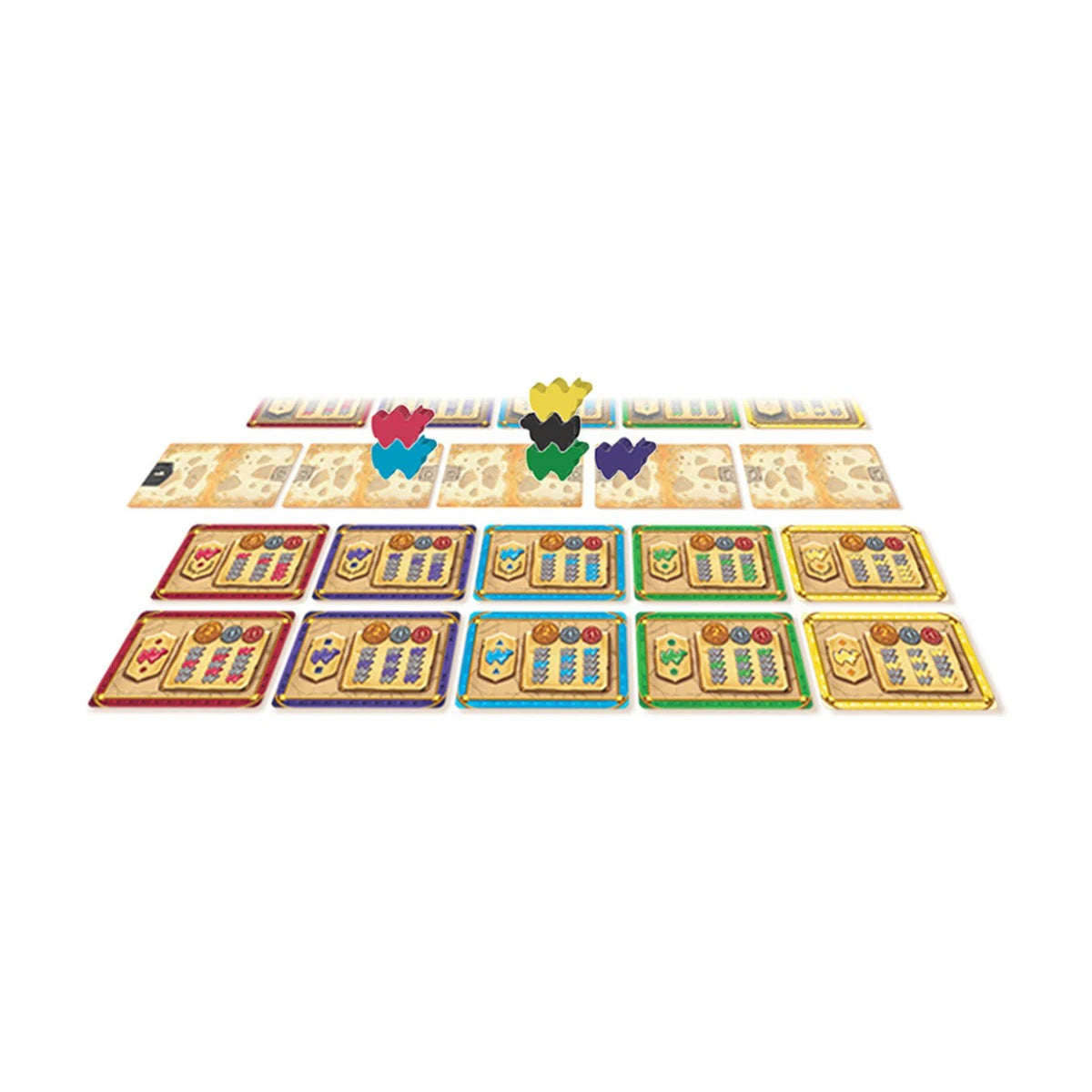 Camel Up The Card Game components including betting cards, camel markers and race setup
