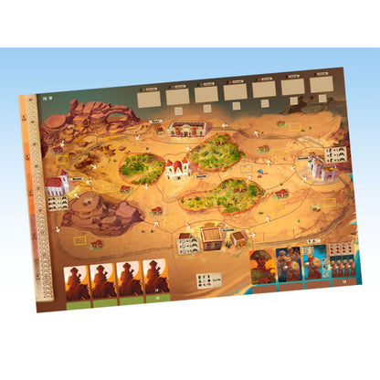 Cangaceiros map board showing Sertão, Serra, Caatinga and city spaces