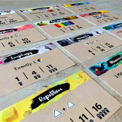 Canvas board game scoring cards close-up