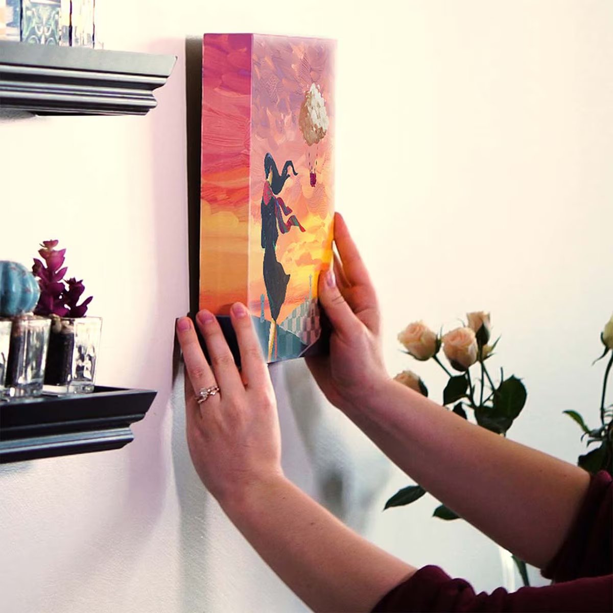 Canvas board game decorative box displayed on wall