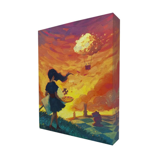 Canvas Deluxe Edition board game box front showing a painter holding a palette beneath a glowing sunset sky