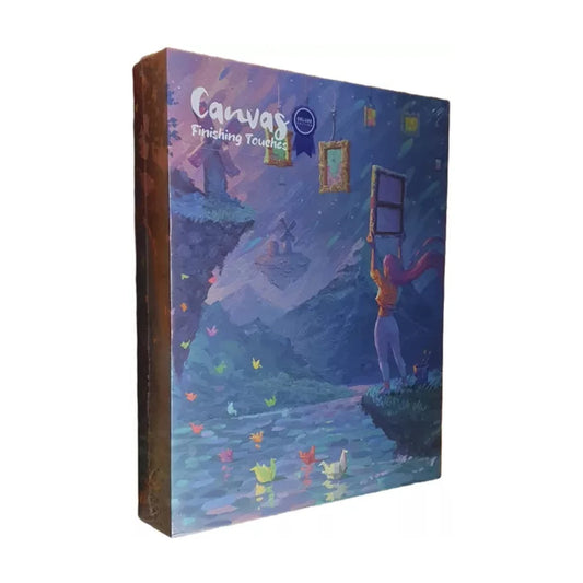 Canvas Finishing Touches Deluxe Edition expansion box front showing dreamy gallery artwork with floating frames and colorful butterflies