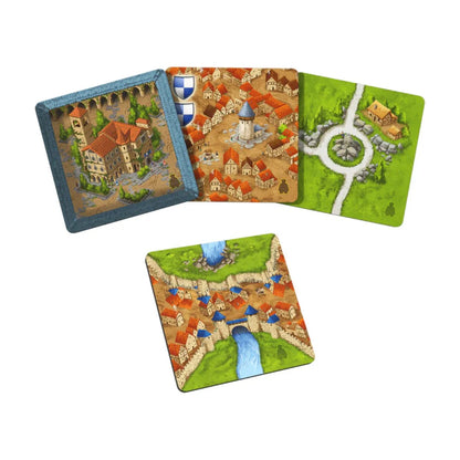 Carcassonne Messengers and Mayors expansion land tiles and town hall tiles