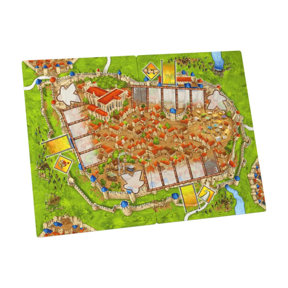 Carcassonne Siege and Defense expansion large siege city tile layout and board components