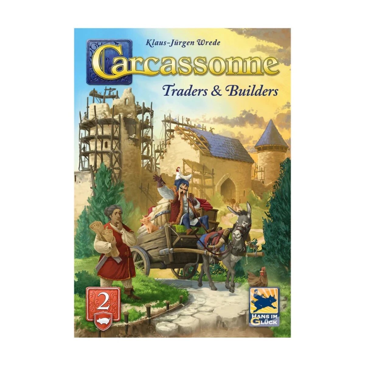 Carcassonne V3.1 Traders and Builders Expansion 2 front artwork for the Carcassonne tile laying board game