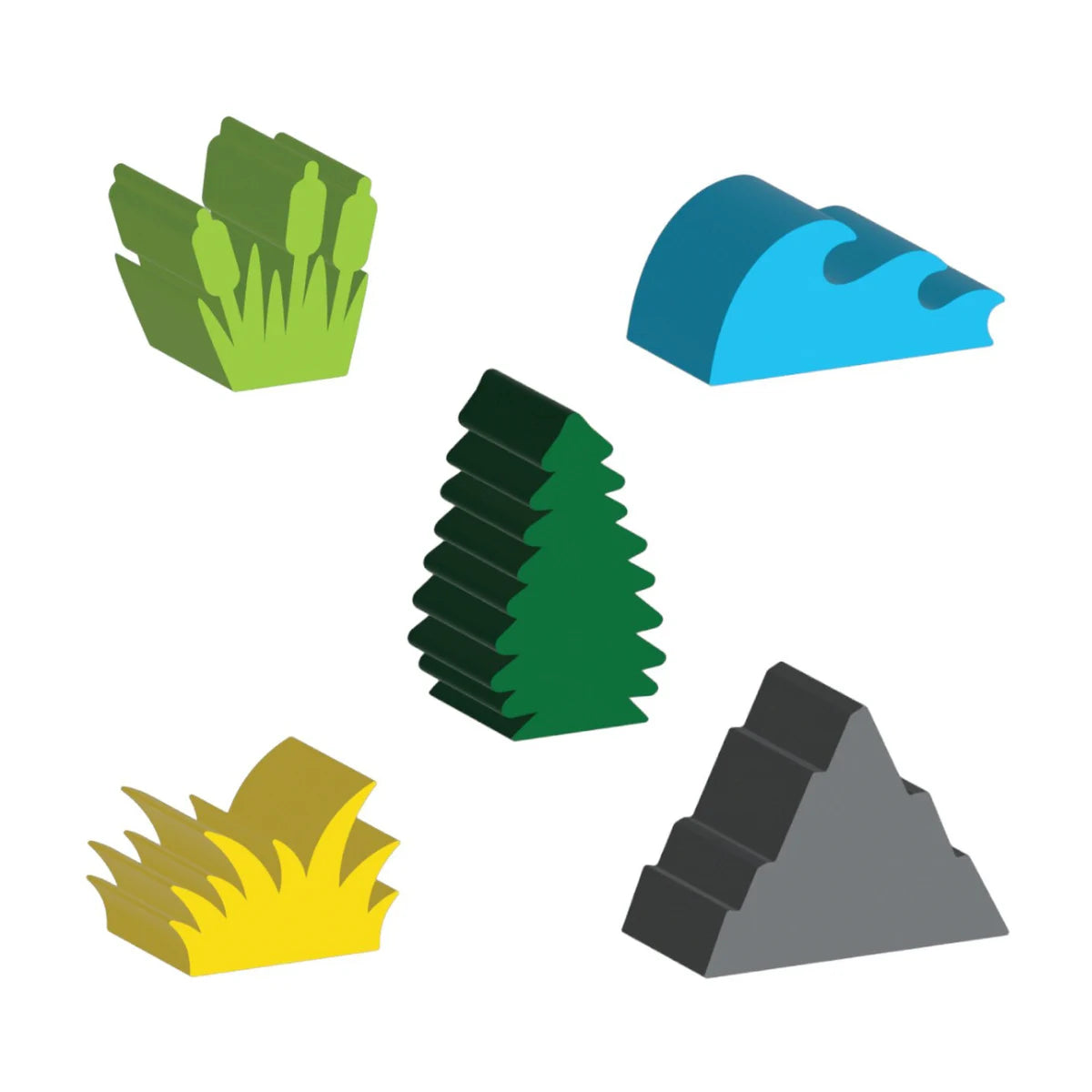 Cascadia Landmarks wooden landmark tokens for forests wetlands prairies mountains and rivers