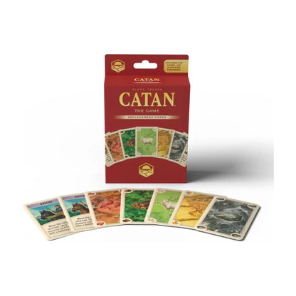 CATAN 6th Edition replacement cards box with resource and development cards displayed