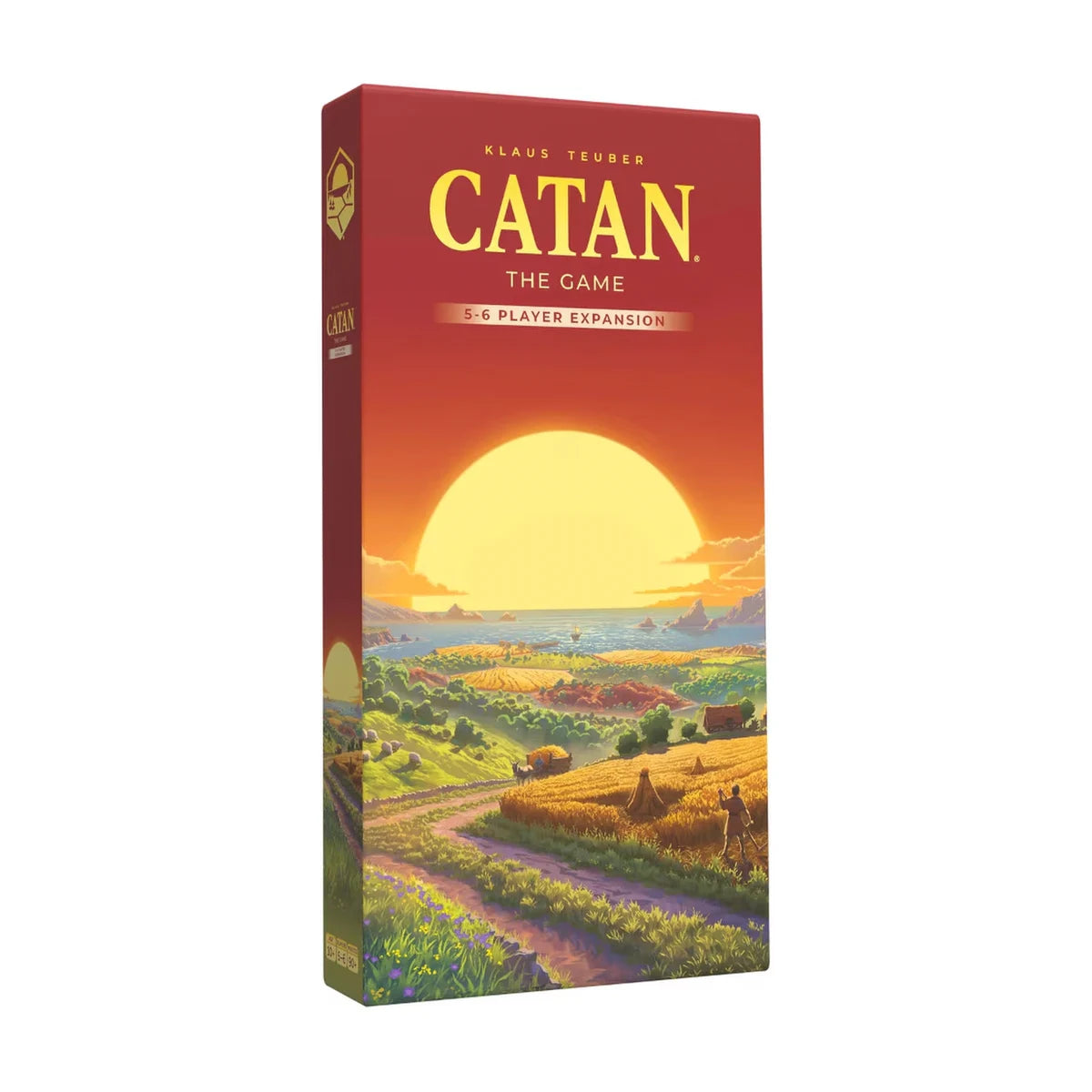 Catan 6th Edition 5 to 6 player expansion box angled view