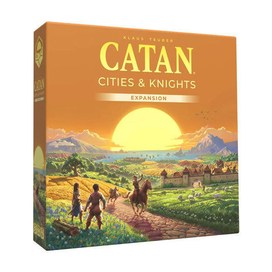 CATAN 6th Edition Cities and Knights Expansion front box for strategic board game fans