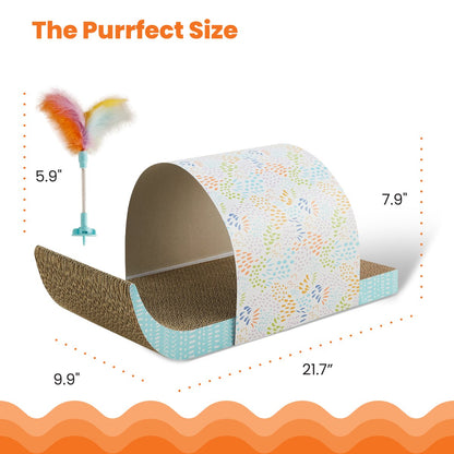 Catstages Cat Tunnel Scratcher dimensions with removable tunnel and feather toy