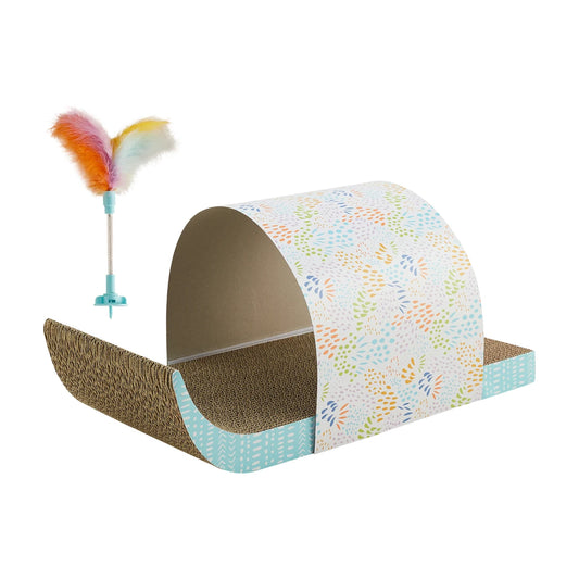 Catstages Cat Tunnel Scratcher with feather spring toy
