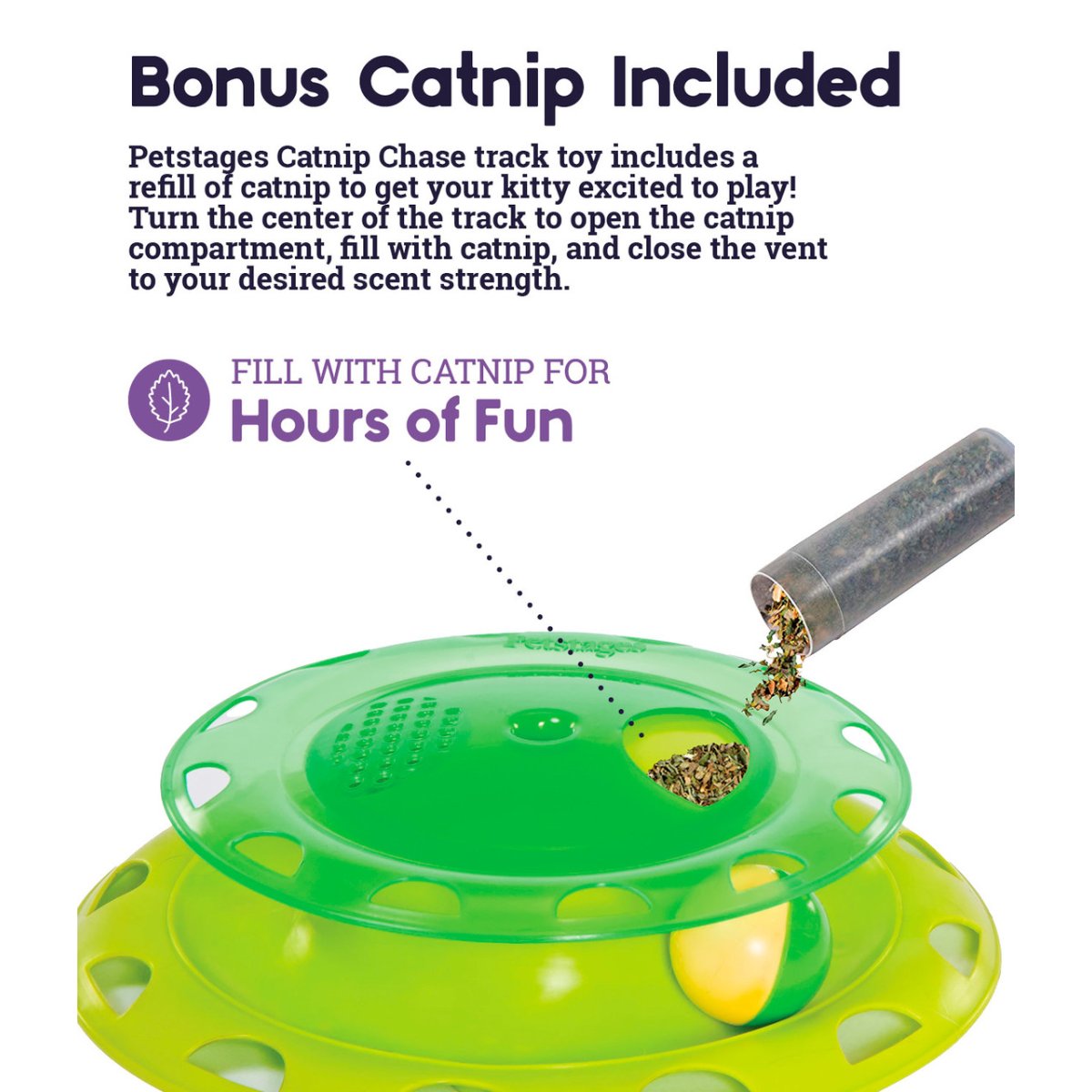 Catstages Catnip Chase Track Cat Toy with refillable catnip compartment