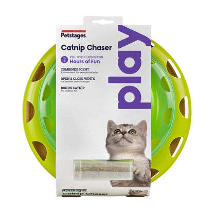 Catstages Catnip Chase Track Cat Toy in packaging with bonus catnip included