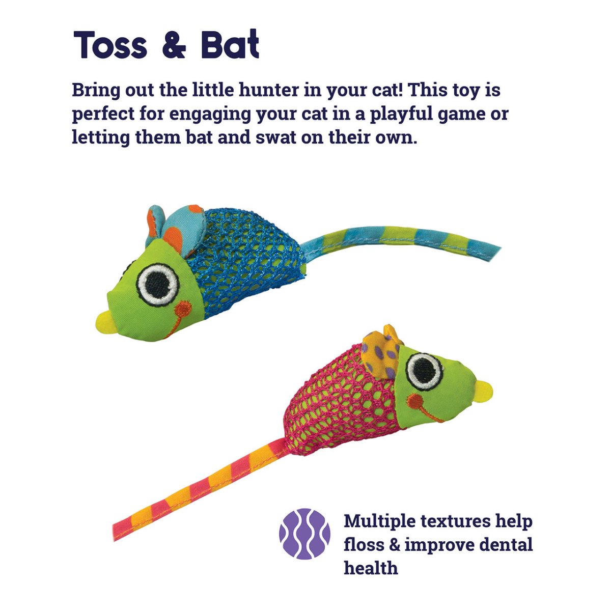 Catstages Catnip Chew Mice toy for tossing, batting and indoor cat play