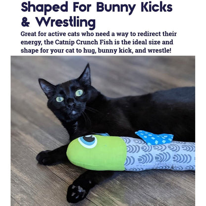 catstages Catnip Crunch Fish toy shaped for bunny kicks and wrestling