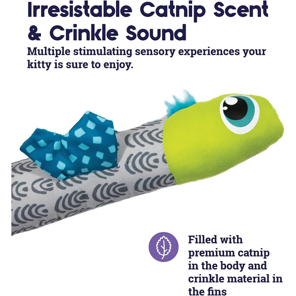 Catstages Catnip Crunch Fish toy with premium catnip body and crinkle fins