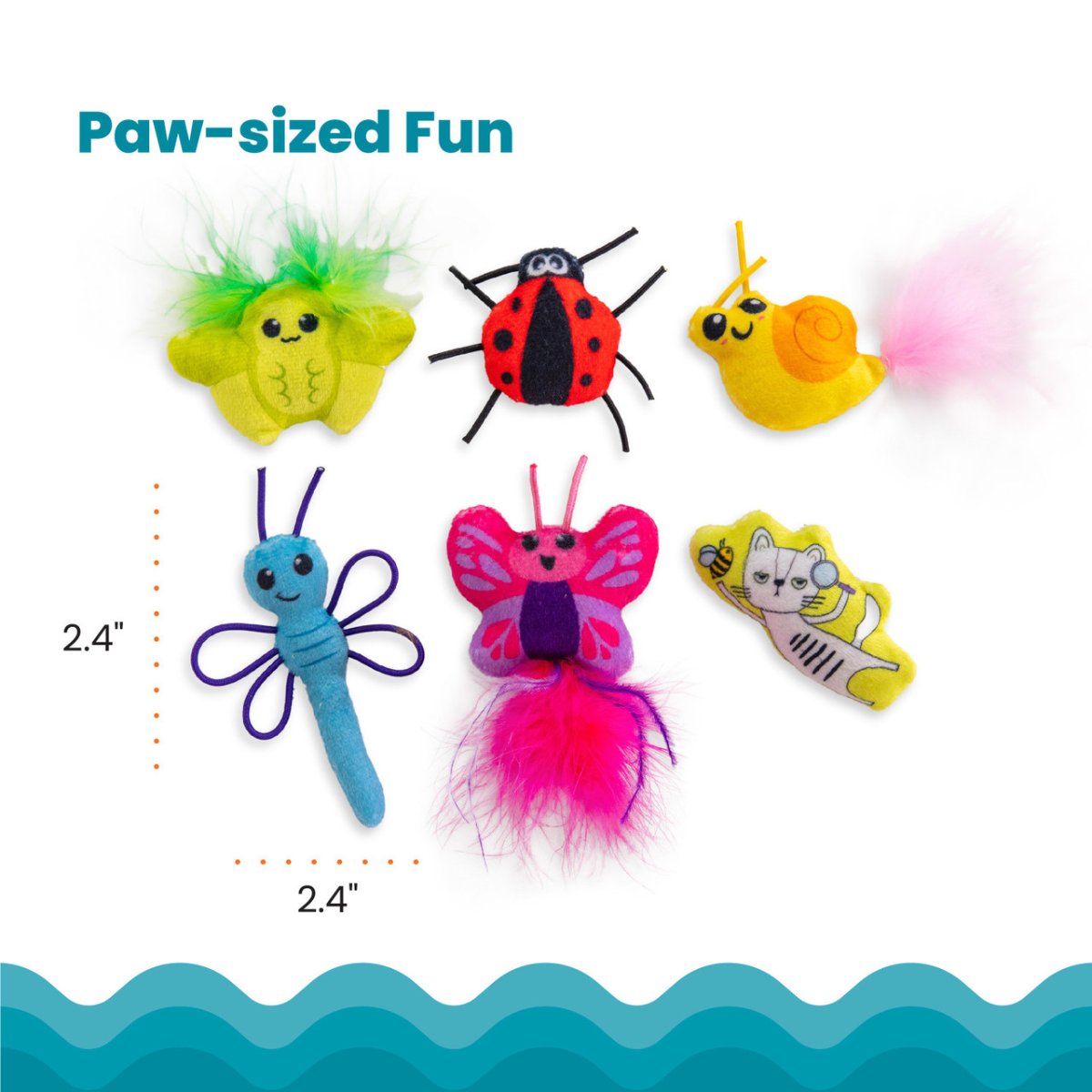 Paw-sized Catstages Cute As A Bug plush cat toys for batting and carrying