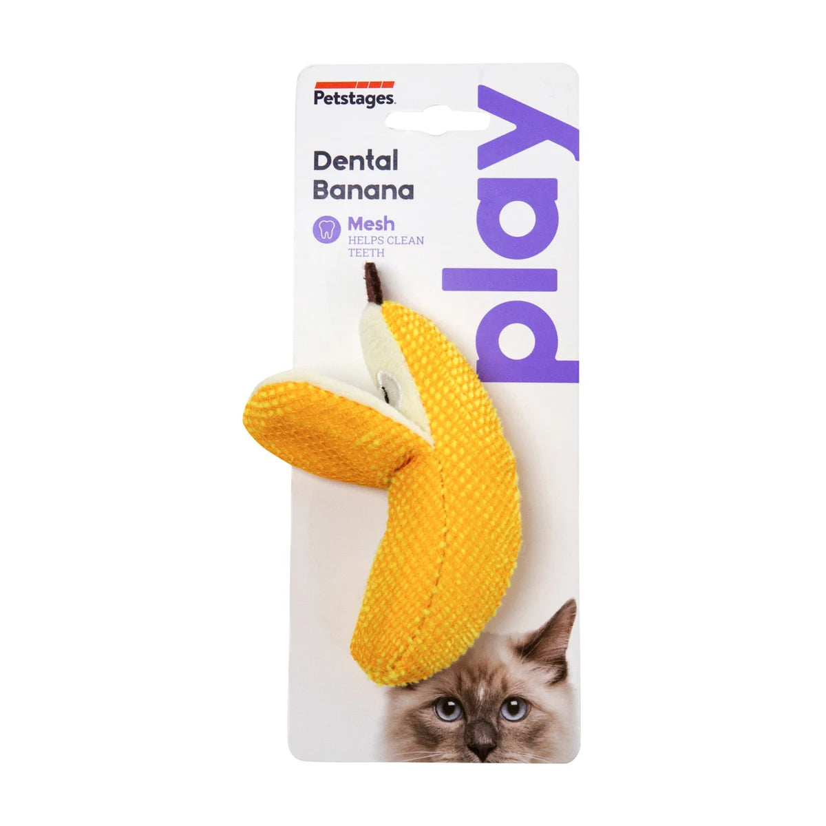 Catstages Dental Banana catnip dental chew toy in packaging for cats
