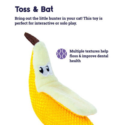 Catstages Dental Banana toy for tossing, batting and indoor cat play
