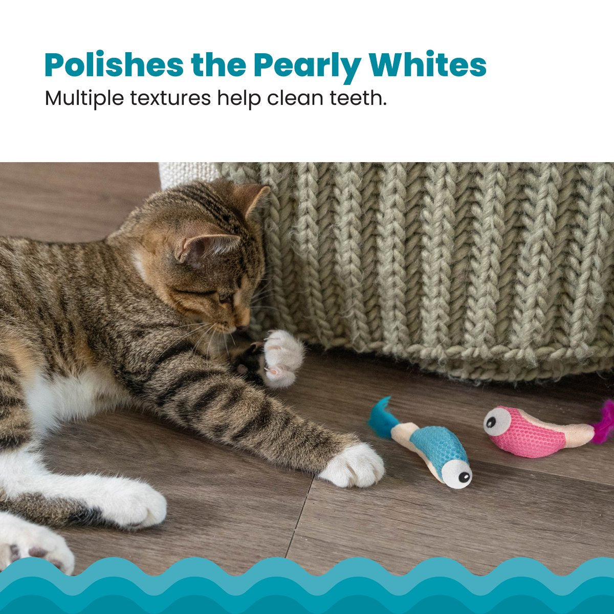 Catstages Dental Shrimpies mesh cat chew toys help clean teeth during play