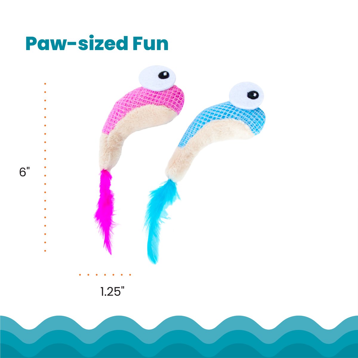 Catstages Dental Shrimpies cat chew toy size guide
