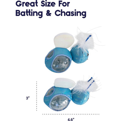 Catstages Firefly Treat Stuffer size guide showing approx 7.6 cm by 11.7 cm