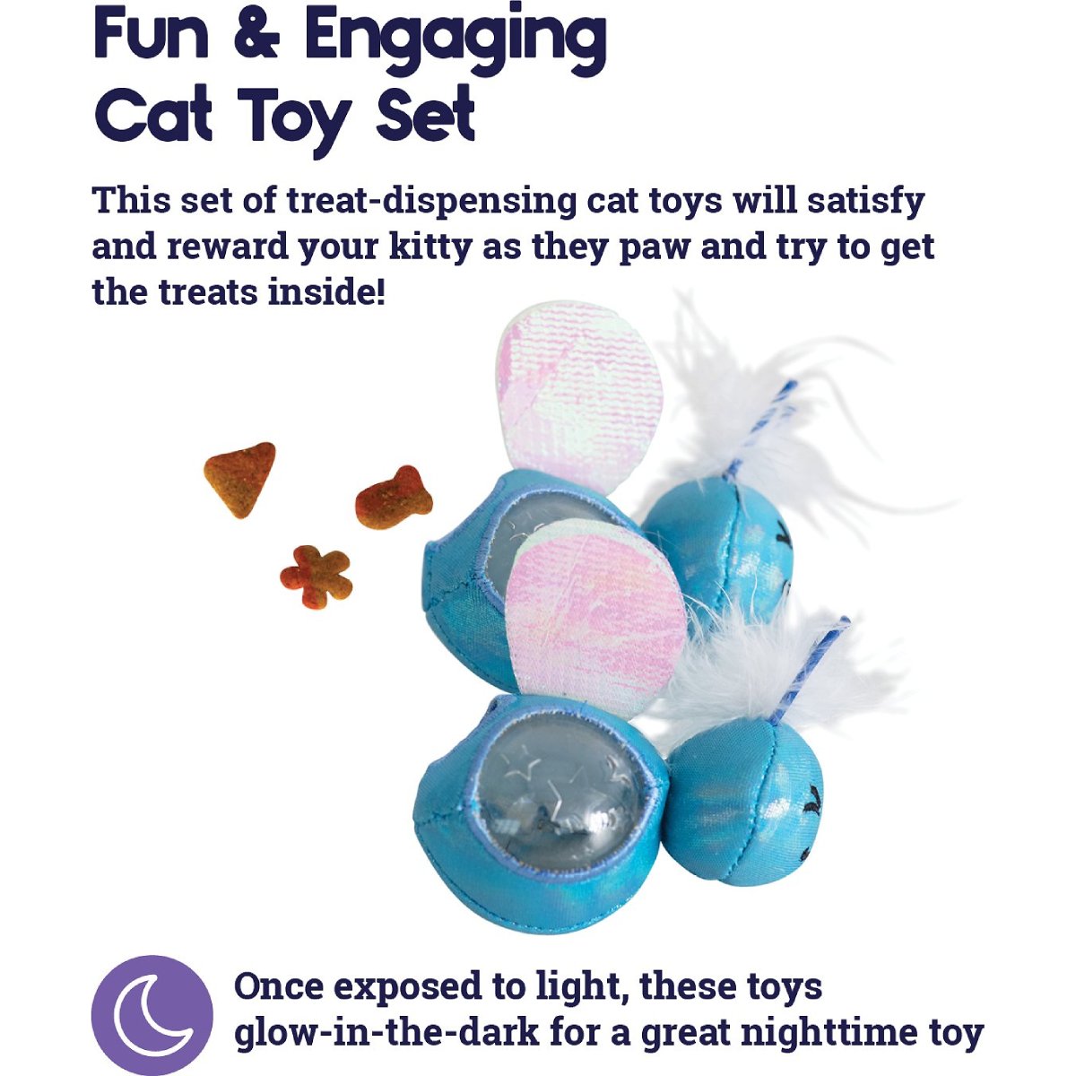 Catstages Firefly Treat Stuffer cat toy showing glow in the dark play feature