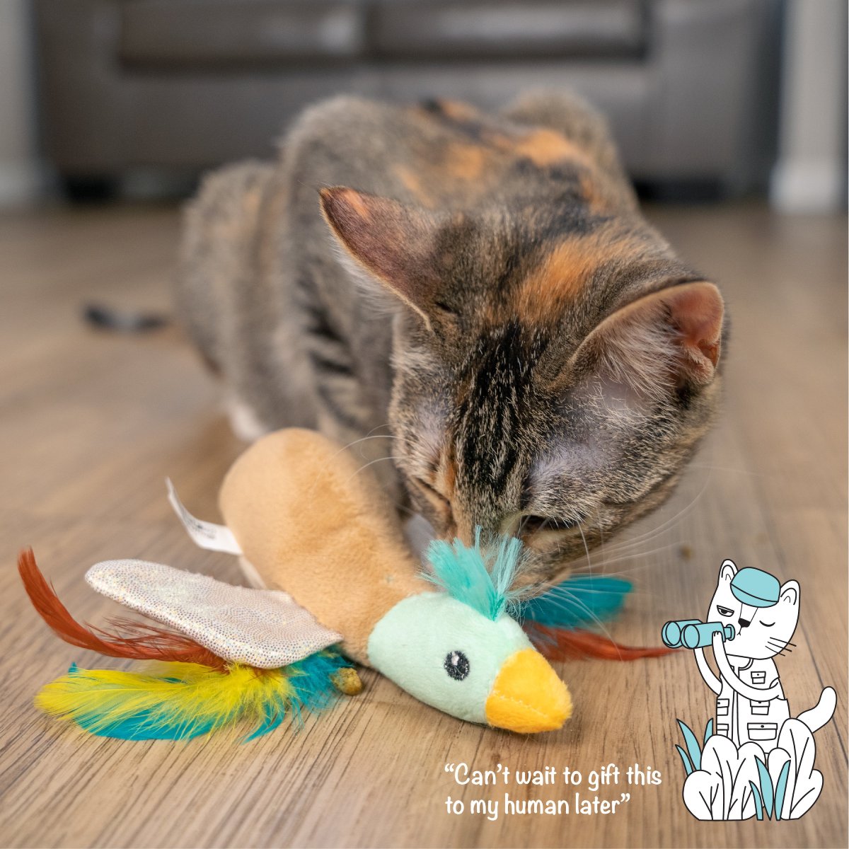 Cat with Catstages Flapperz Duck catnip toy for batting chasing and play