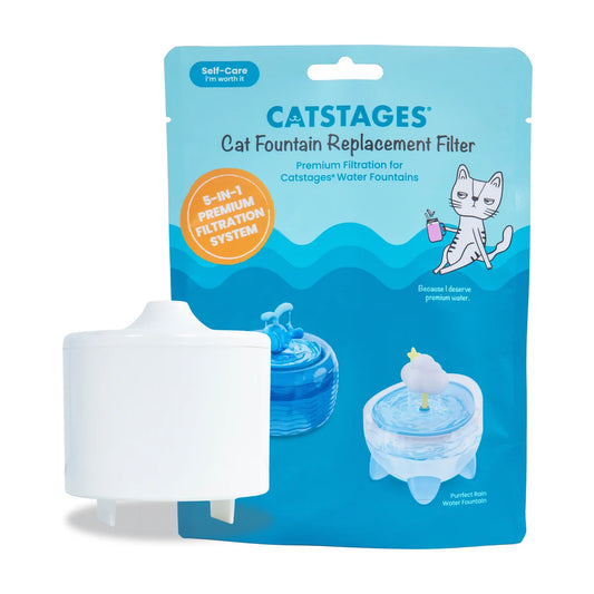 Catstages Fountain Replacement Filter shown with packaging