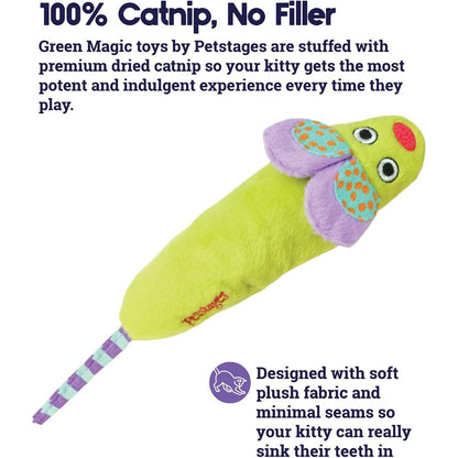 Catstages Green Magic Mightie Mouse toy filled with 100 percent catnip and no filler