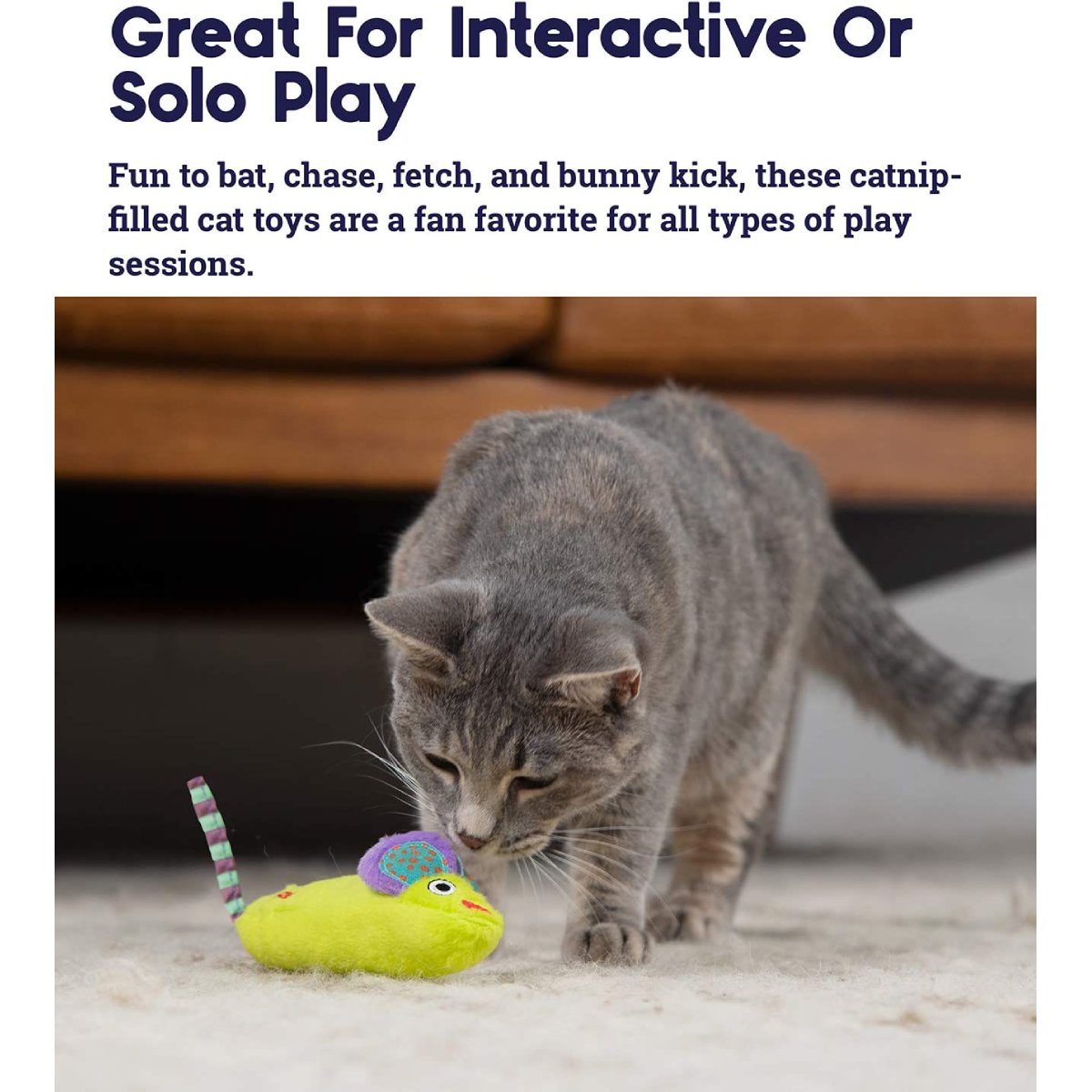 Catstages Green Magic Mightie Mouse cat toy for interactive or solo play