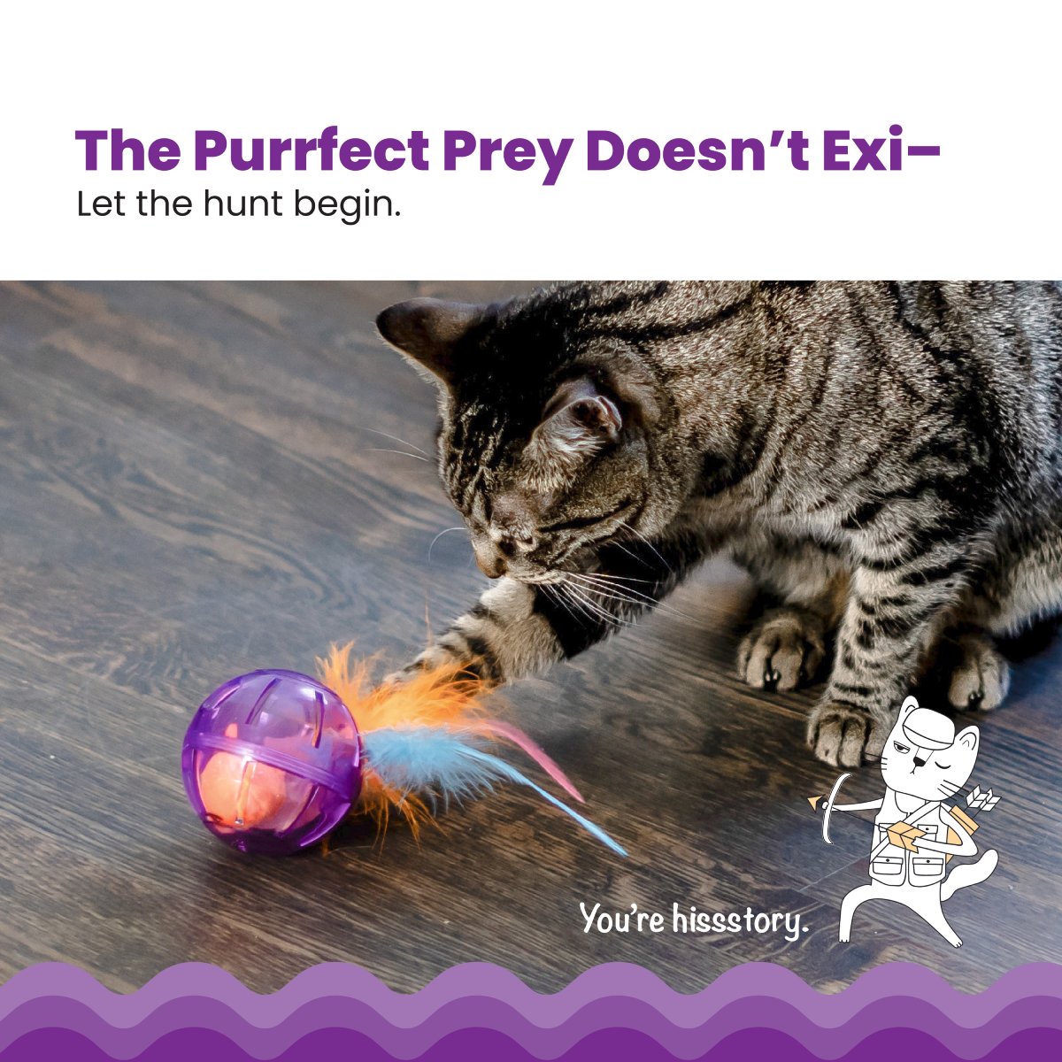Cat playing with Catstages Hamster Ball treat stuffer cat toy on the floor