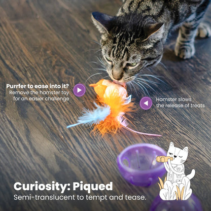 Catstages Hamster Ball toy with removable plush hamster insert for slower treat release