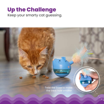 Catstages Hunt n' Swat Treat Tumbler showing adjustable treat hole for challenge play