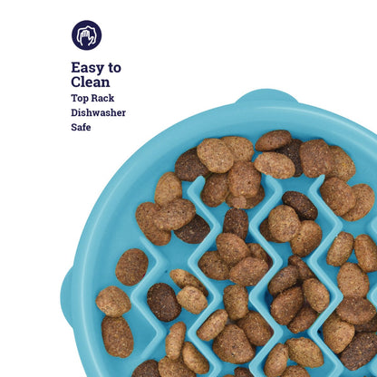 Catstages Kitty Slow Feeder blue cat bowl with easy to clean top rack dishwasher safe design