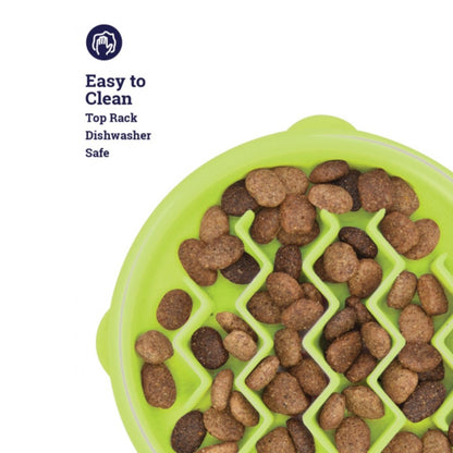Catstages Kitty Slow Feeder Cat Bowl  green showing easy clean feeding surface