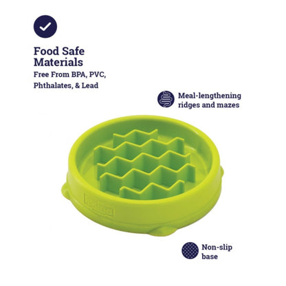 Catstages green cat slow feeder with food-safe materials and non-slip base