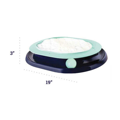 Catstages Lay 'N Play Cat Track Toy dimensions showing 19 inch length and 3 inch height