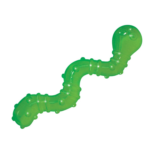 Catstages OrkaKat Wiggle Worm green dental cat chew toy on white background