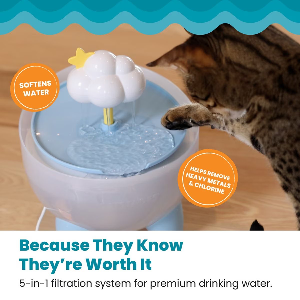 Catstages Purrfect Rain Water Fountain with 5 layer filtration system