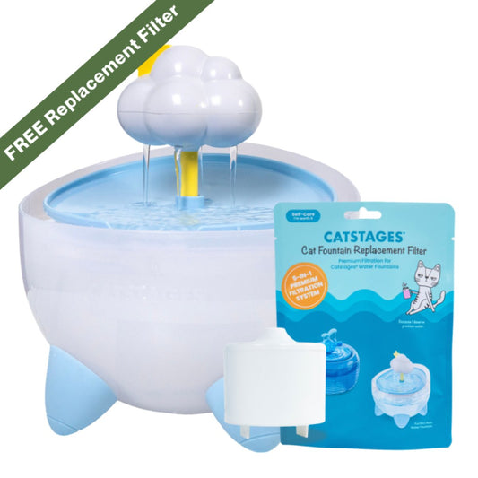 Catstages Purrfect Rain Water Fountain with free replacement filter promotion