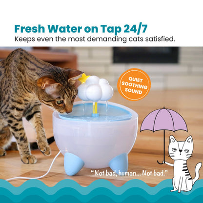 Catstages Purrfect Rain Water Fountain providing fresh flowing water