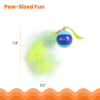 Catstages Roll & Chase robot cat toy dimensions approximately 20 cm long and 8 cm wide