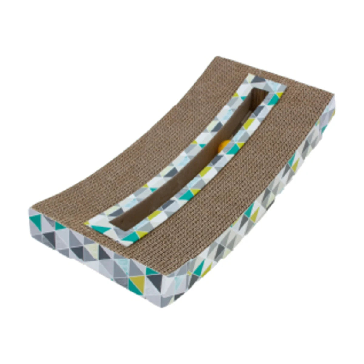 Catstages Curved cardboard cat scratcher with rolling ball for indoor cats