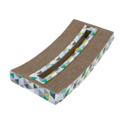 Catstages Curved cardboard cat scratcher with rolling ball for indoor cats