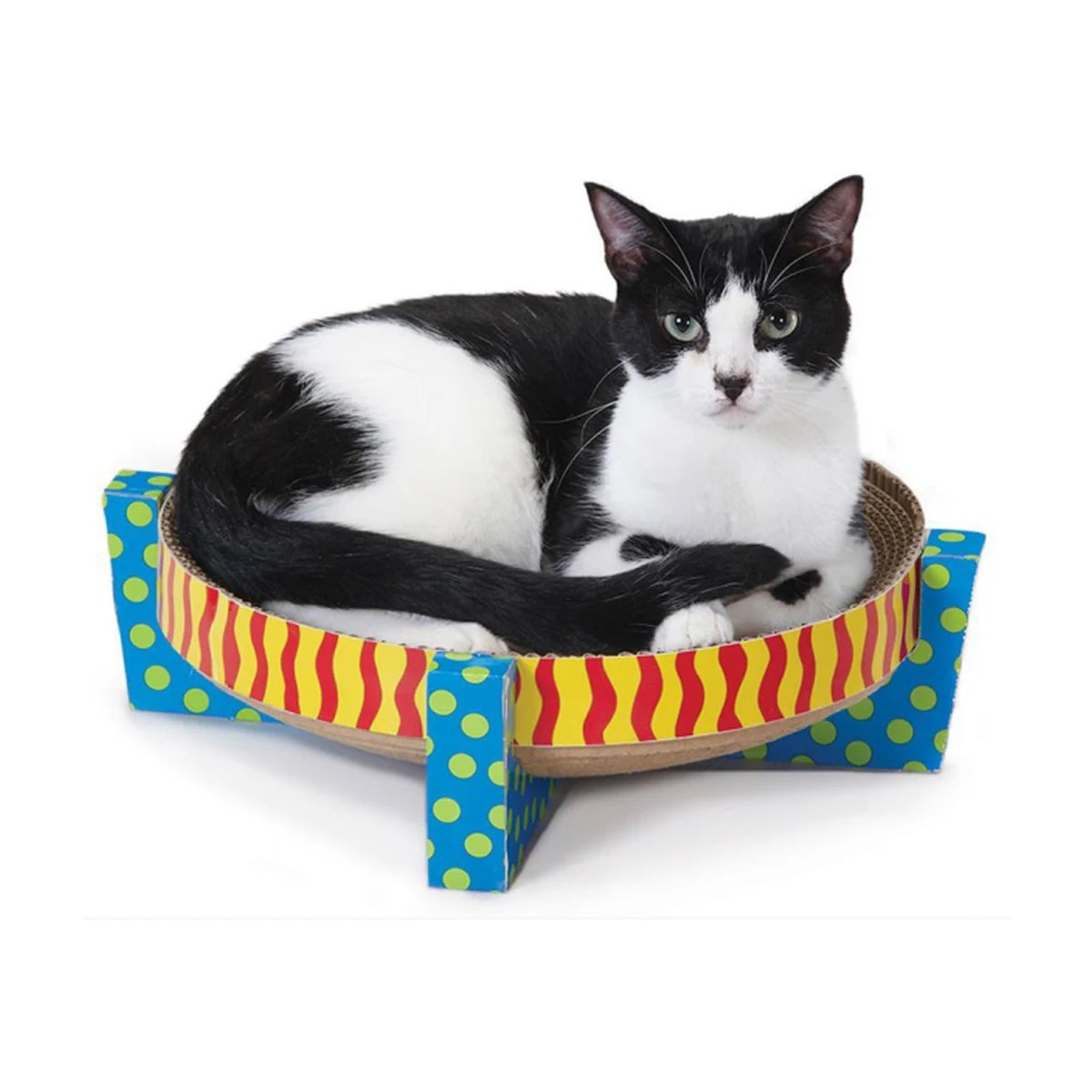 Cat using Catstages Scratch, Snuggle and Rest cat lounger