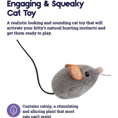 Catstages Squeak Squeak Mouse grey catnip plush toy for batting and chasing