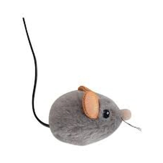 Catstages Squeak Squeak Mouse grey plush cat toy with tail