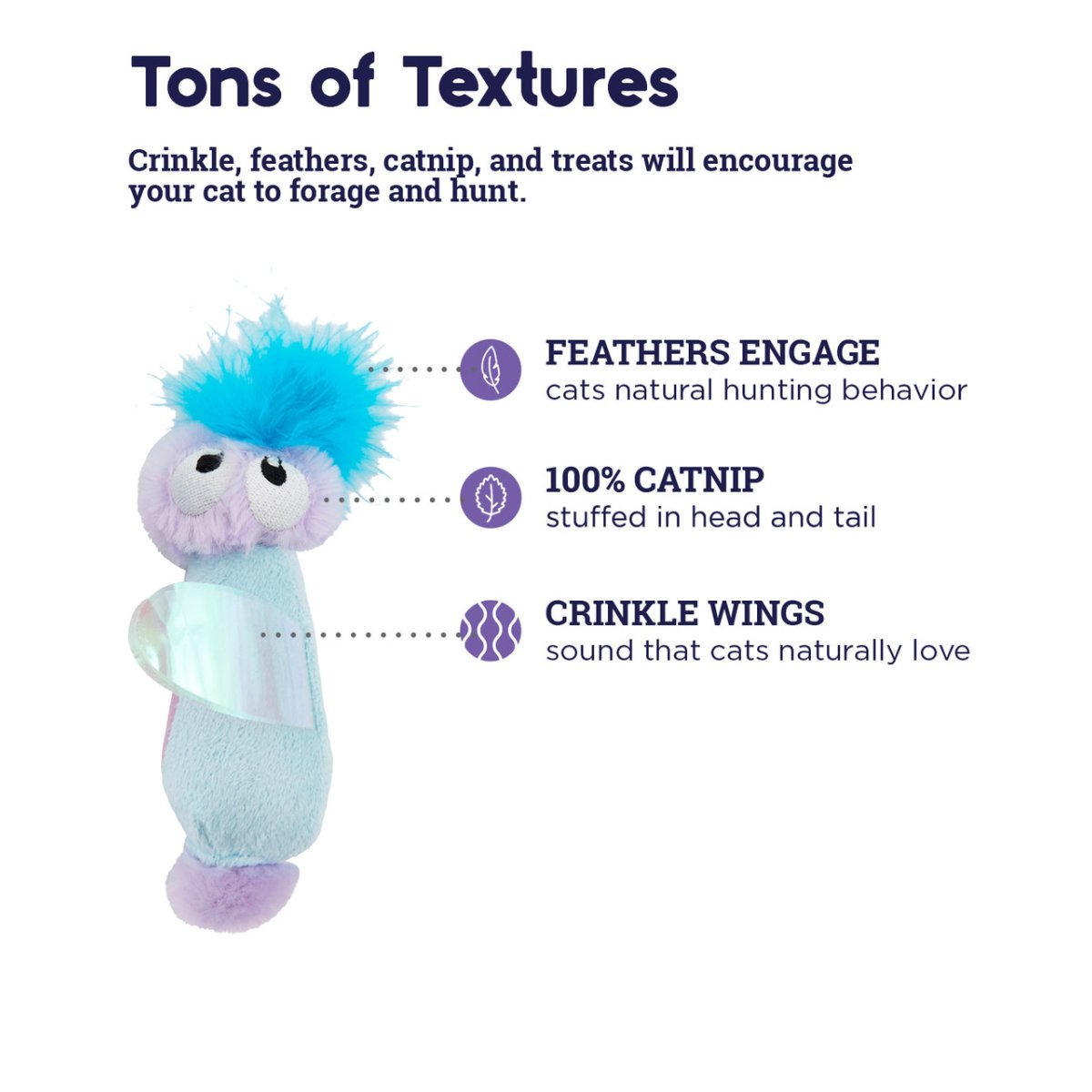 Catstages Swat n Treat Fairy Kicker with catnip crinkle wings and feathers